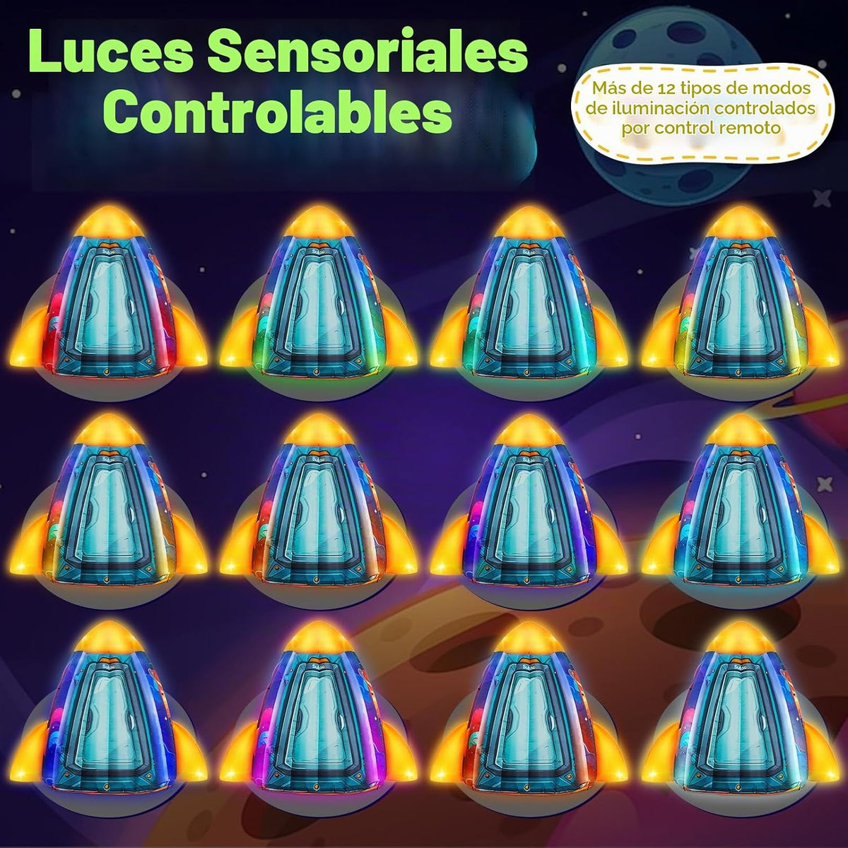 Subao Rocket - Tienda de campaña sensorial inflable con luz para ni...