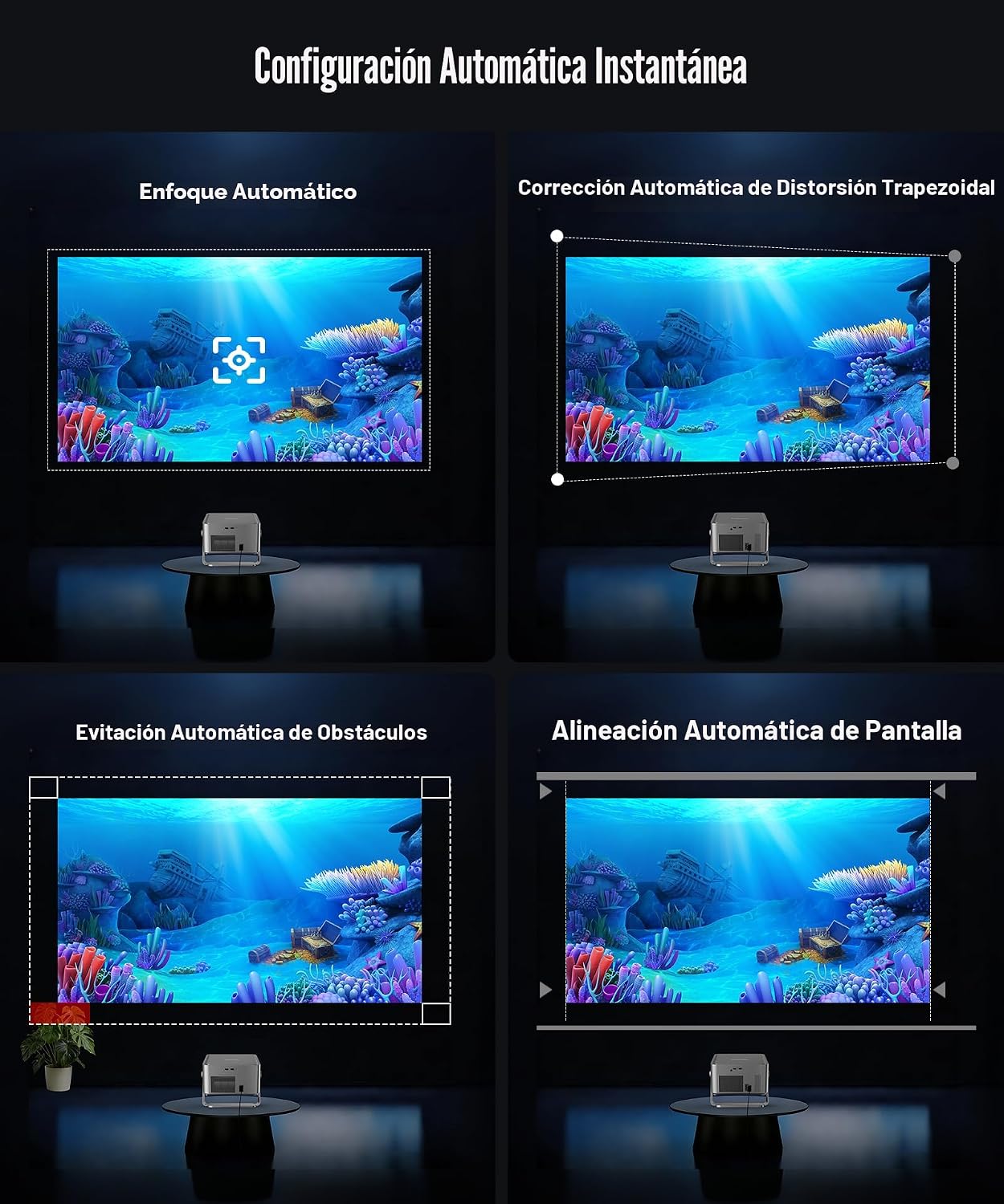 Proyector inteligente Magcubic 4K con WiFi y Bluetooth, 800 ANSI na...
