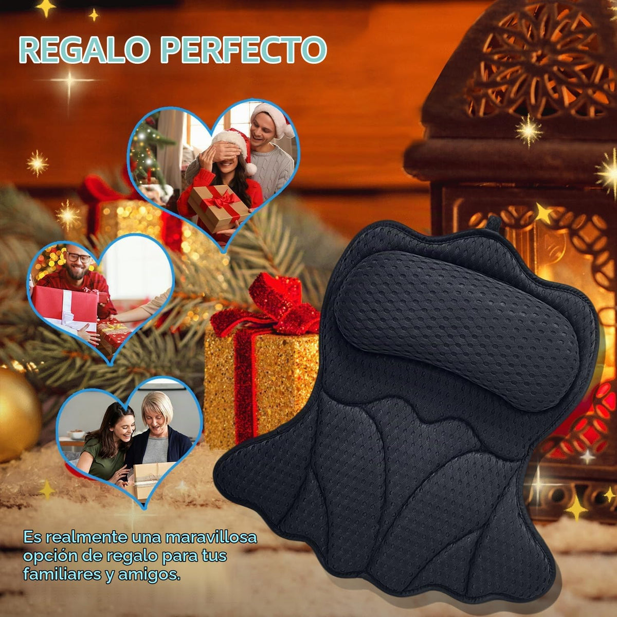 REEZEIVI Almohada de baño para tina, almohada de baño con 6 ventosa...