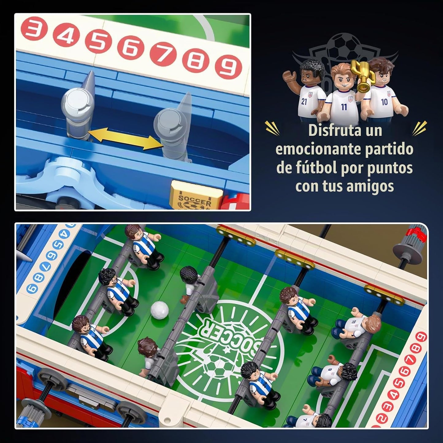 Tweandar Soccer Match Trophy Juego de construcción de mesa de fútbo...