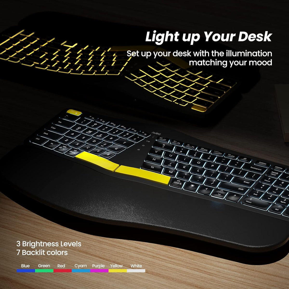 Teclado Ergonómico Inalámbrico Nulea, Teclado Dividido con Reposamu...