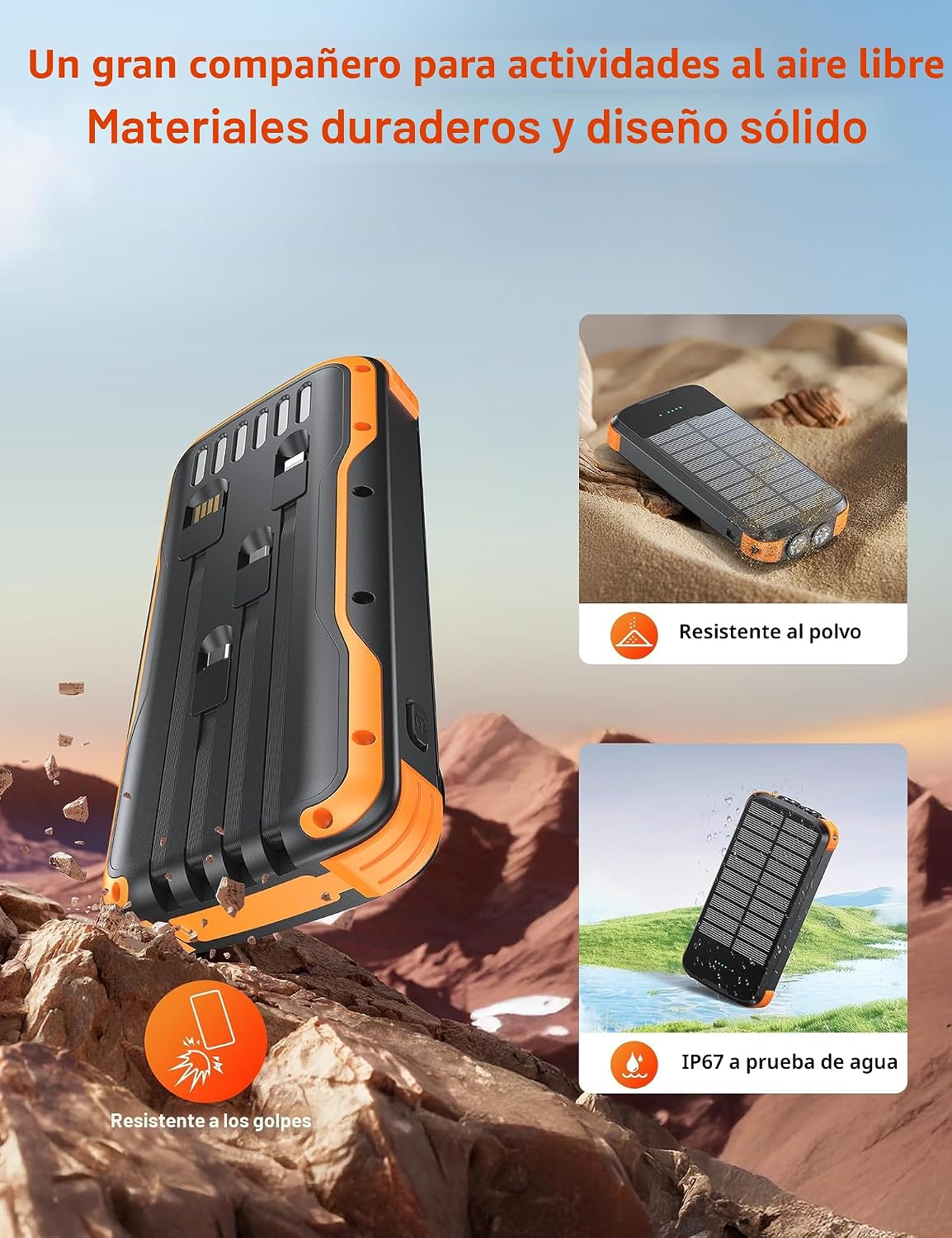 SOXONO Cargador Solar Banco de Energía, Batería Externa de Carga Rá...