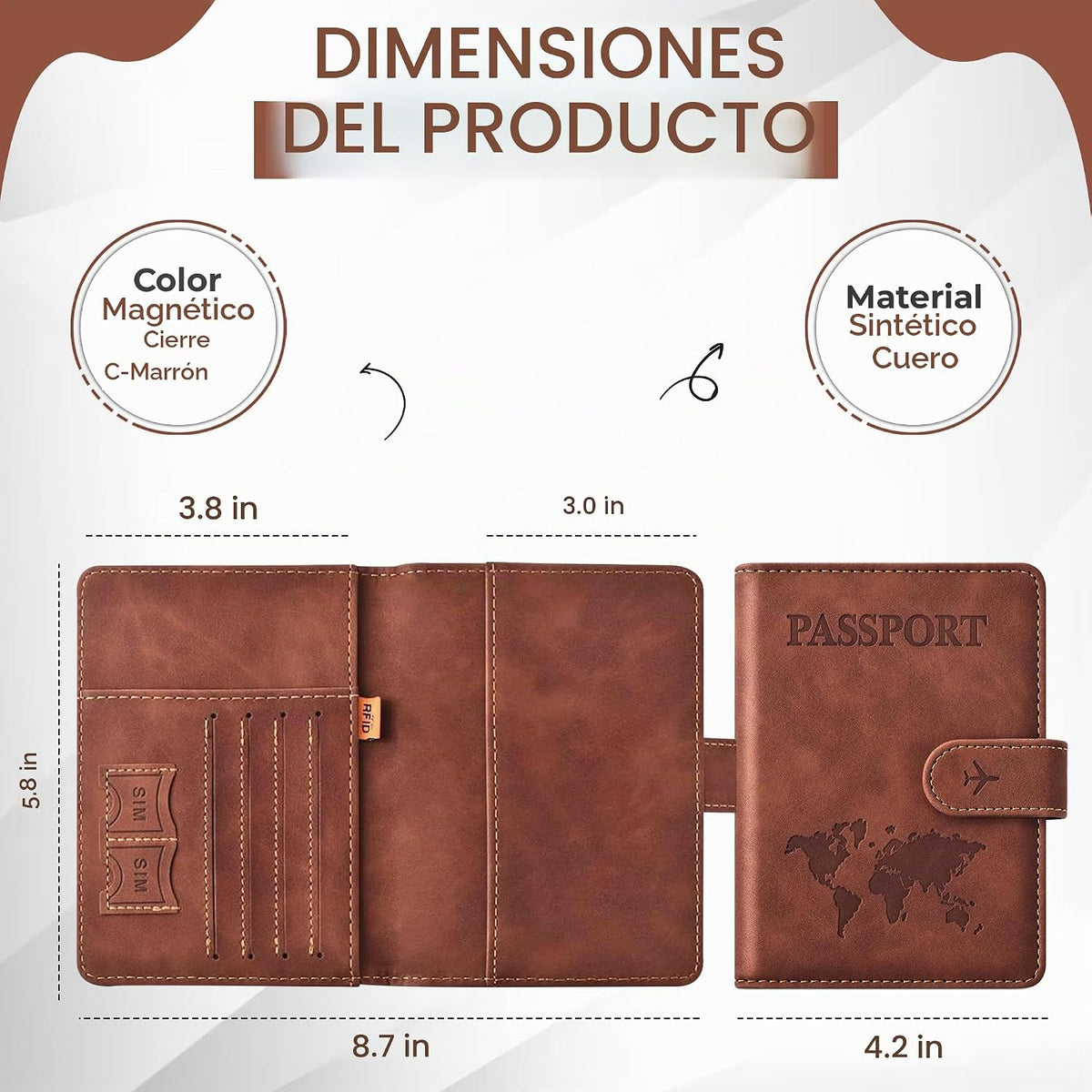 Soporte para pasaporte para artículos esenciales de viaje, funda ti...