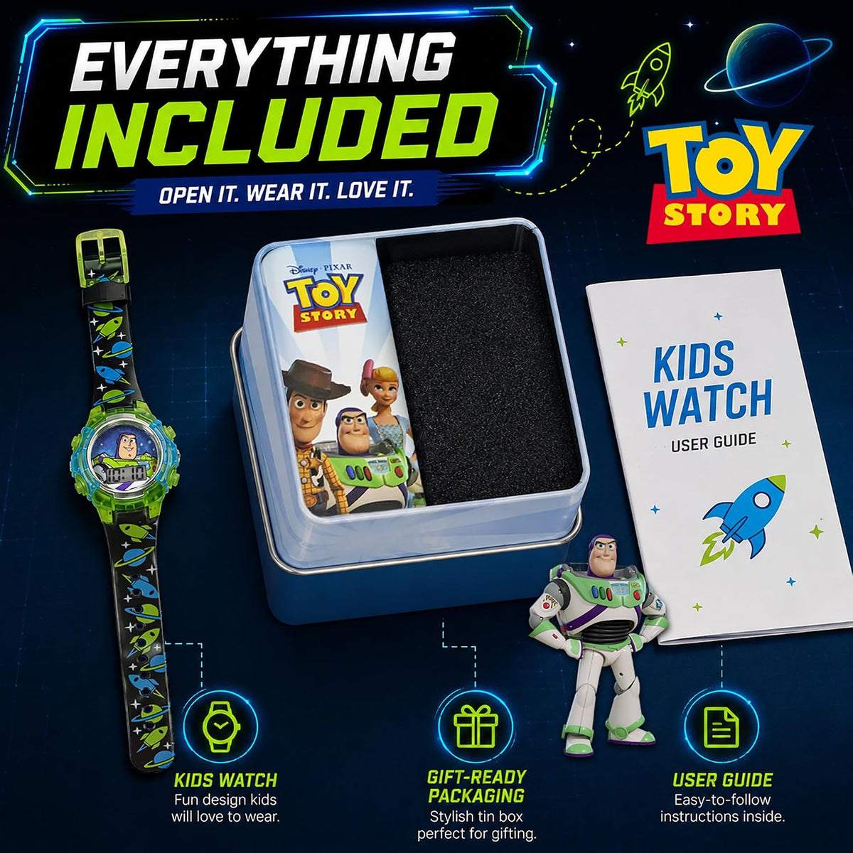 Disney Pixar Toy Story 4 Buzz Lightyear - Reloj LCD intermitente pa...