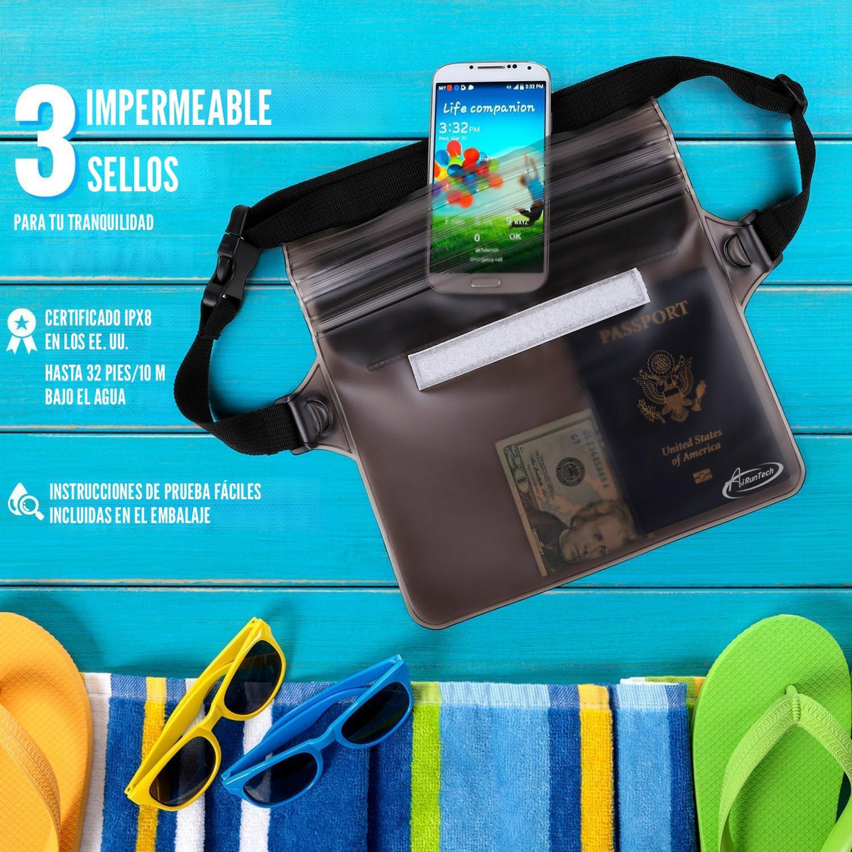 AiRunTech Bolsa impermeable con correa para la cintura (paquete de...
