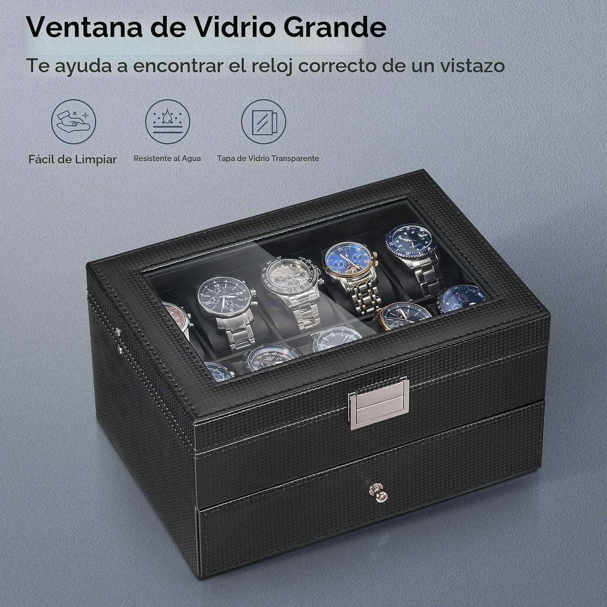BEWISHOME Estuche para relojes, organizador de caja para relojes de...