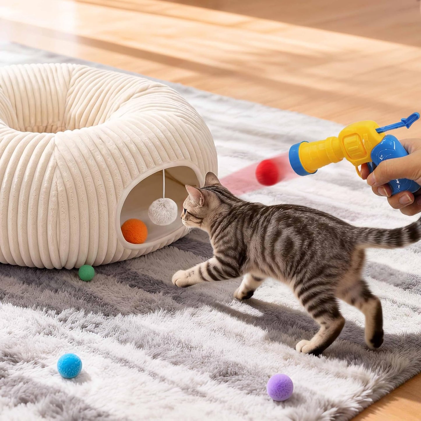 Catails Cama túnel para gatos con 31 juguetes interactivos para gat...