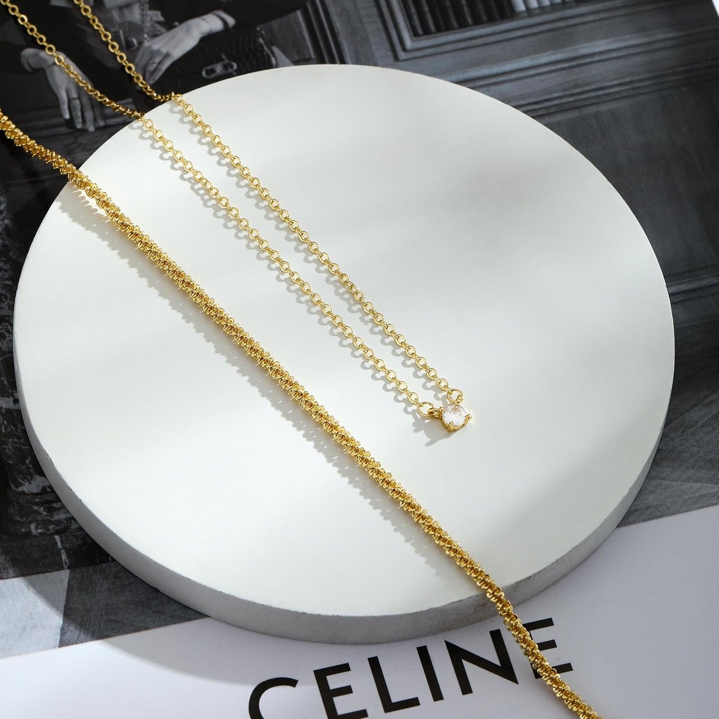 MIDEEO Collares en capas de oro para mujer, chapado en oro de 14 qu...