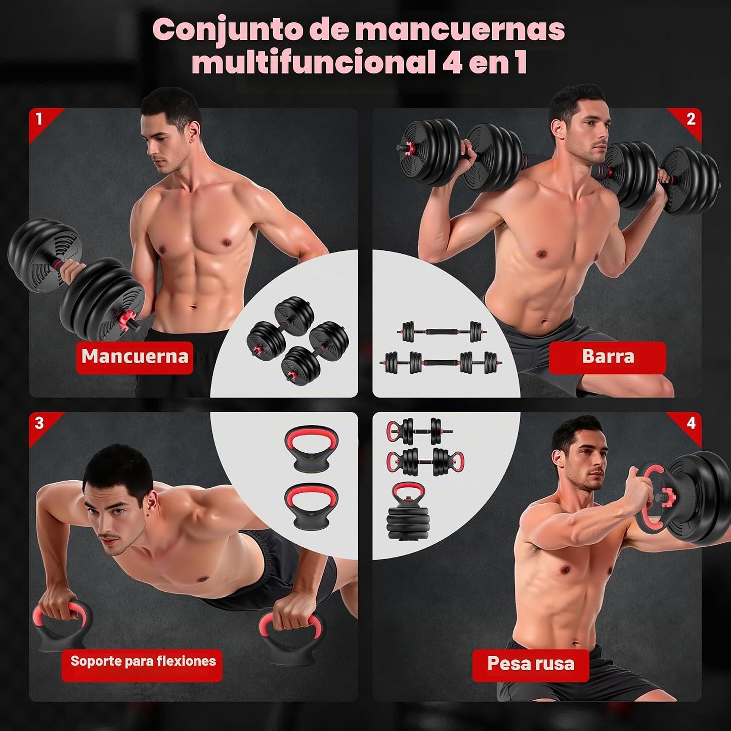 GOIMU Mancuernas ajustables, juego de pesas libres de 55\/77 libras...