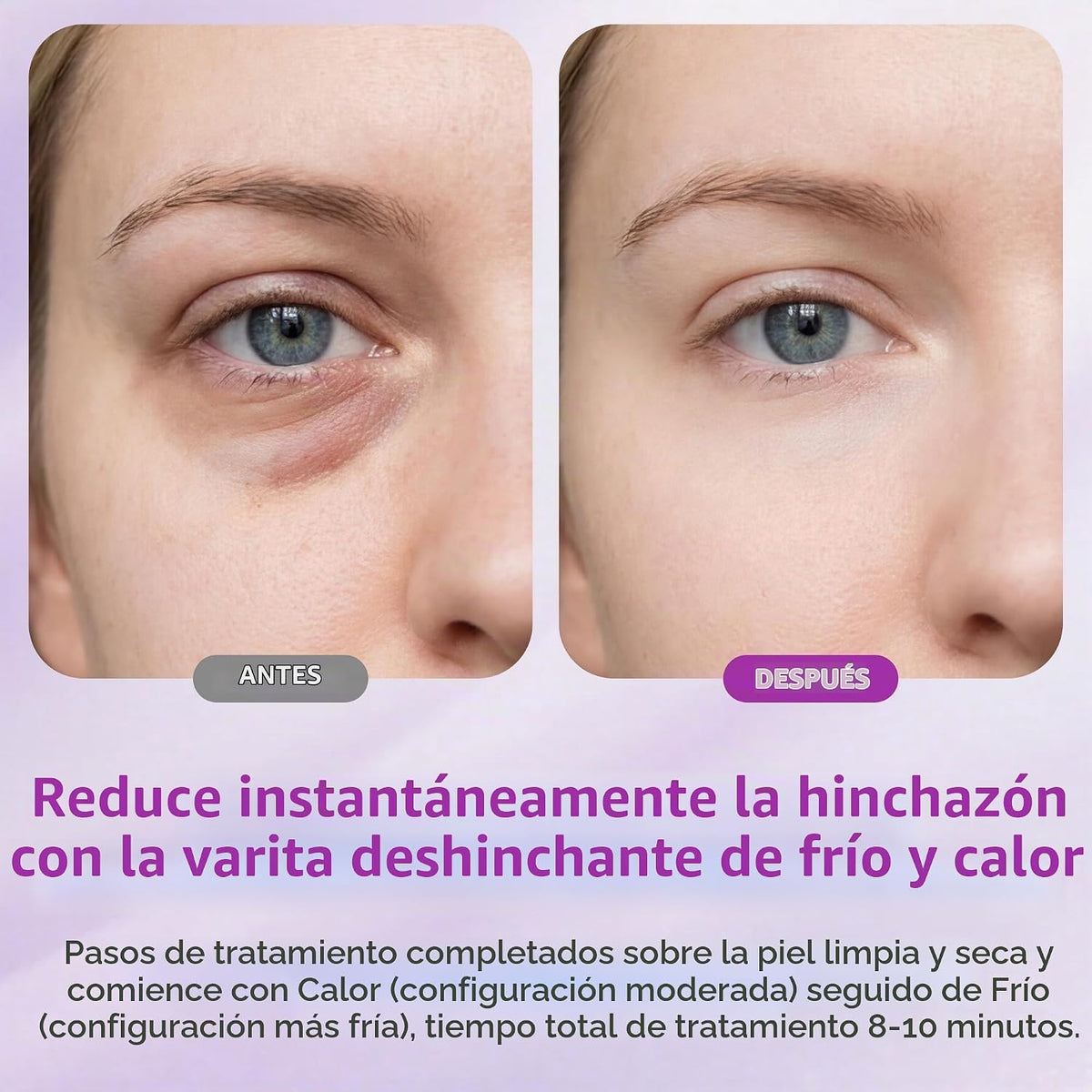 Varita deshinchadora para ojos y cara, masajeador facial 2 en 1 par...