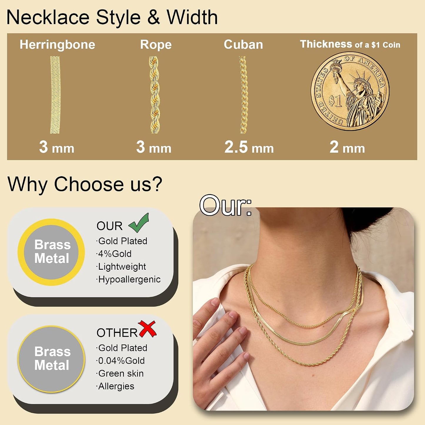 Freekiss Collar de espiga para mujer, serpiente chapada en oro de 1...