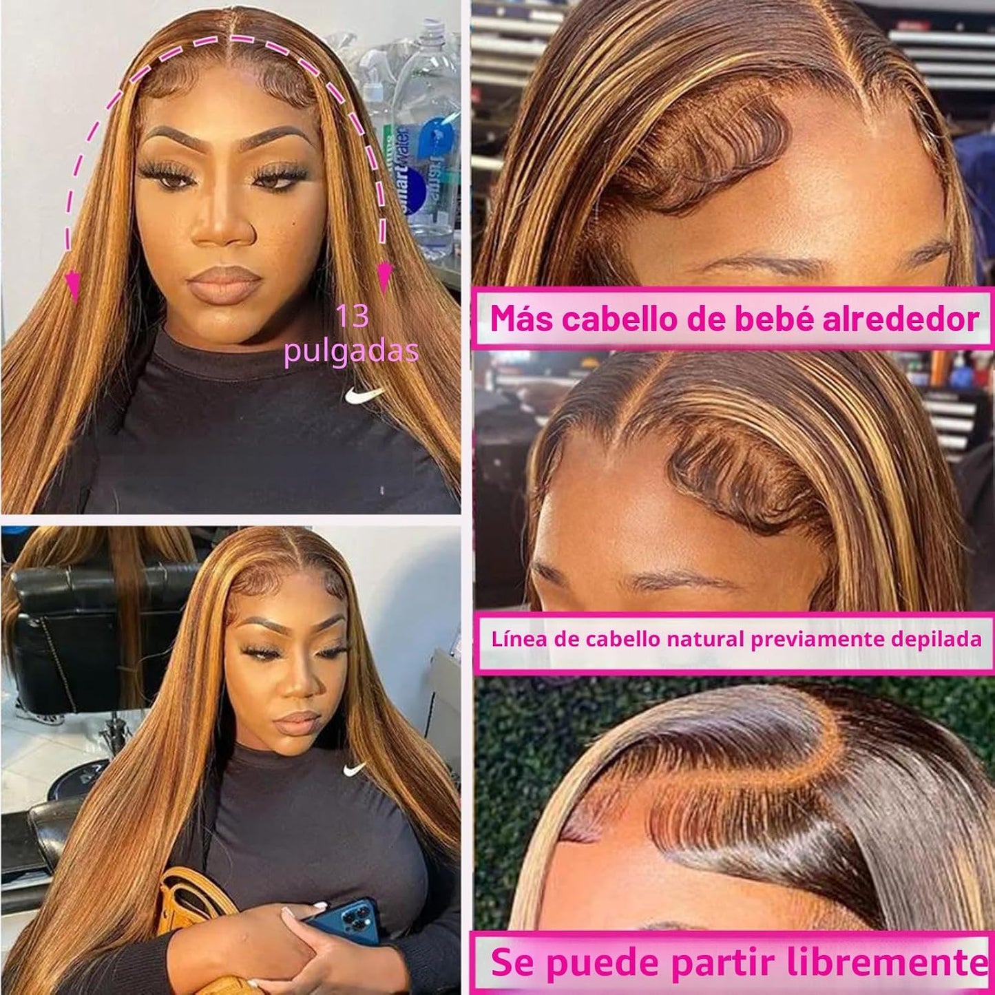 Cypha Peluca de encaje frontal degradado de 28 pulgadas, cabello hu...