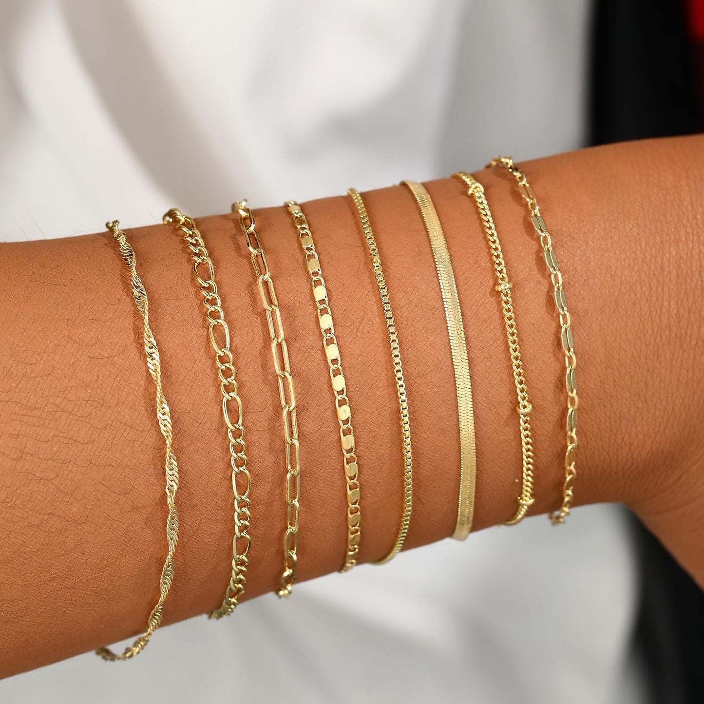 BERISO Pulseras de oro para mujer, elegante pulsera ajustable chapa...