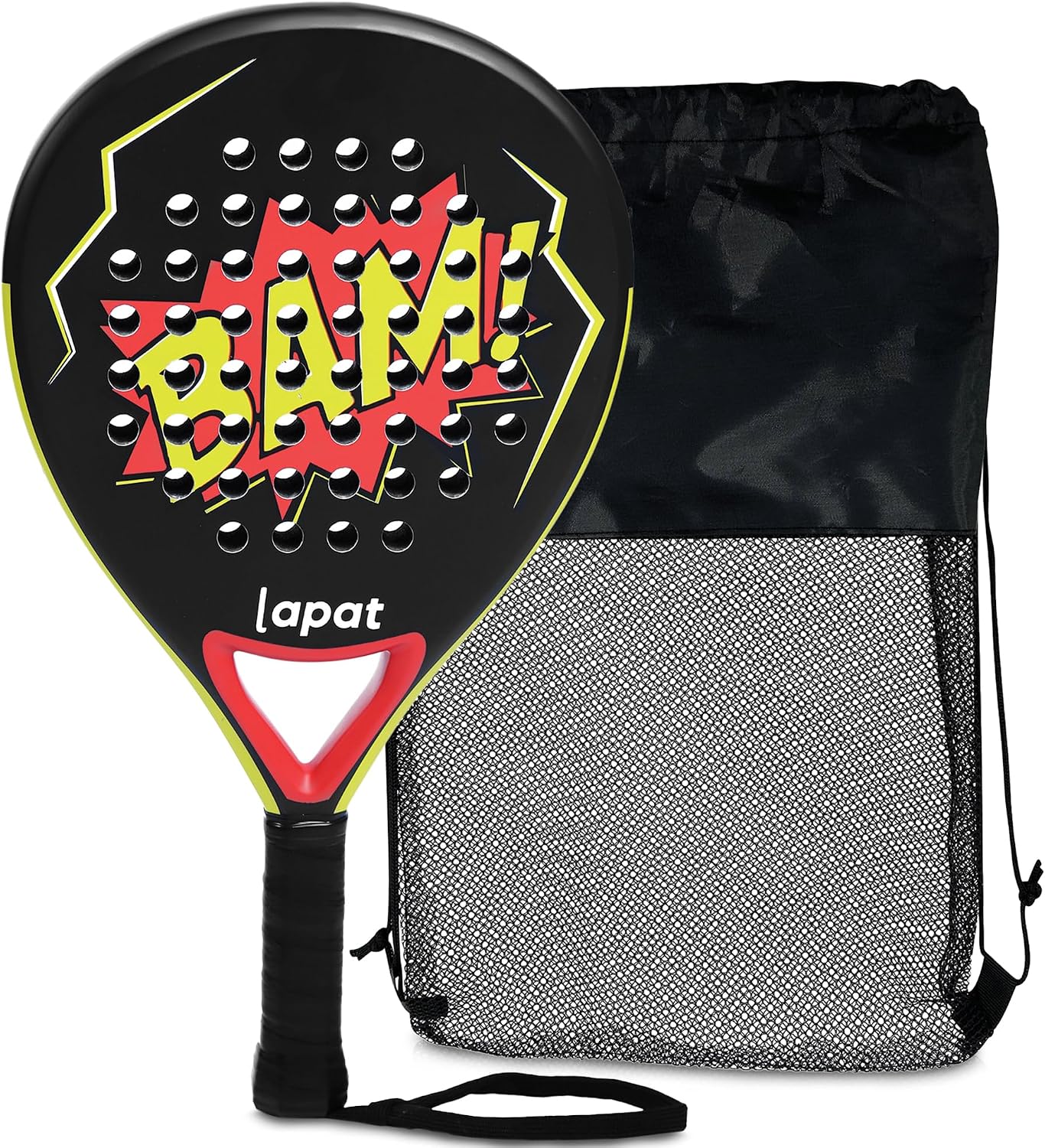LAPAT Raqueta de pádel con bolsa de cubierta, superficie de carbono...