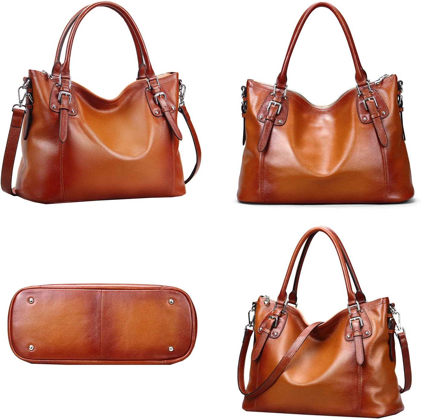 HESHE - Carteras y bolsos de cuero genuino para mujer, bolso de man...