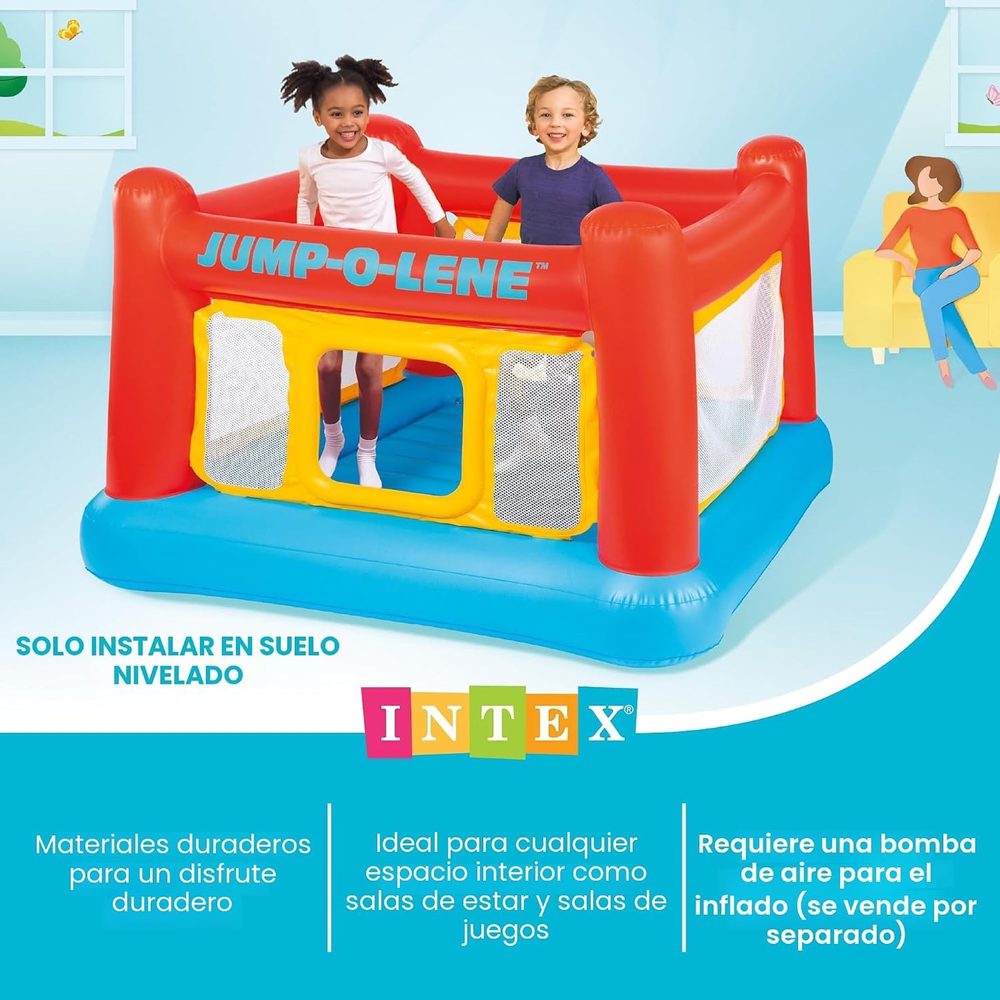 Castillo inflable "Jump-o-lene" de Intex, 68 x 68 x 44 pulg...