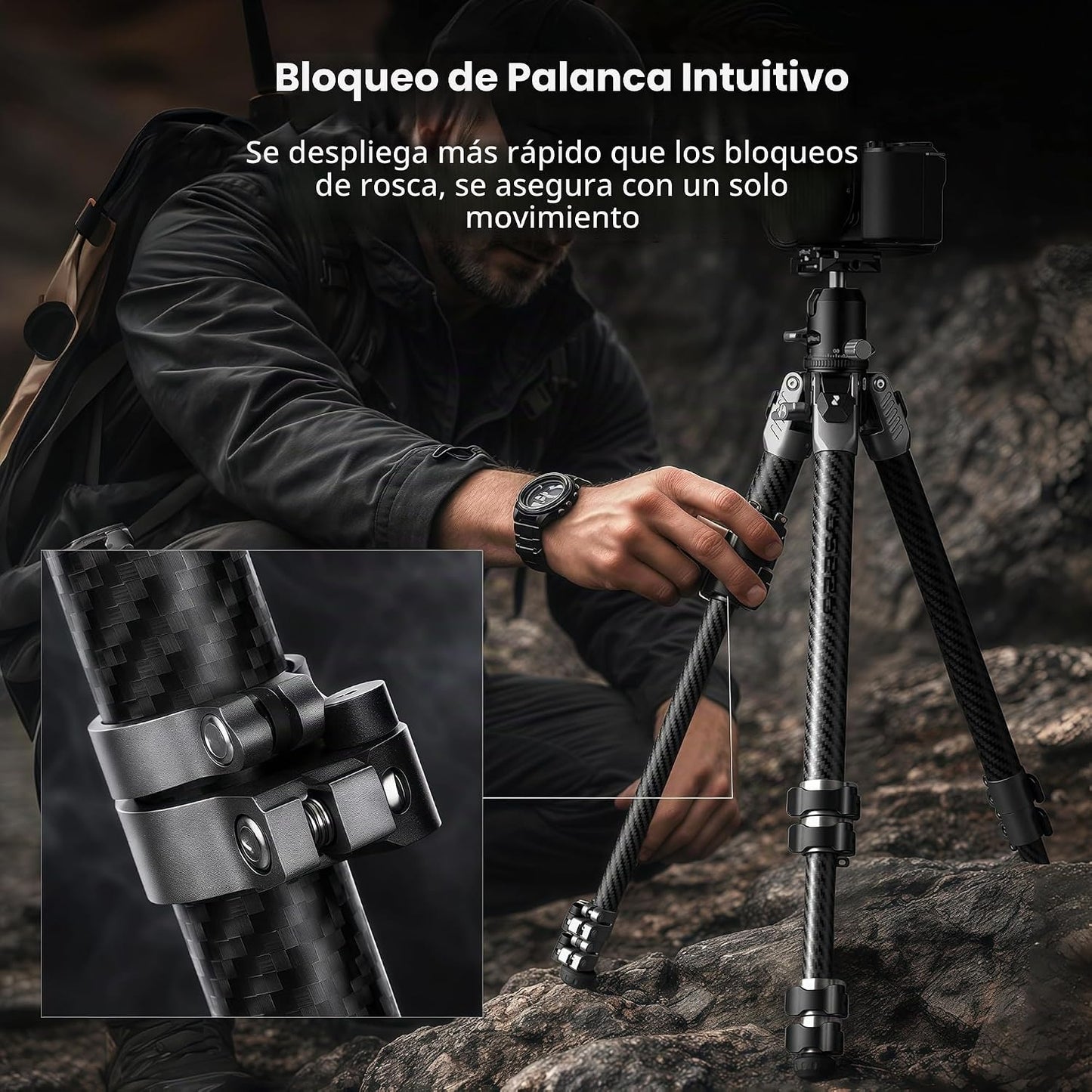 SmallRig Trípode de cámara de fibra de carbono de 160cm\/62.6'&...