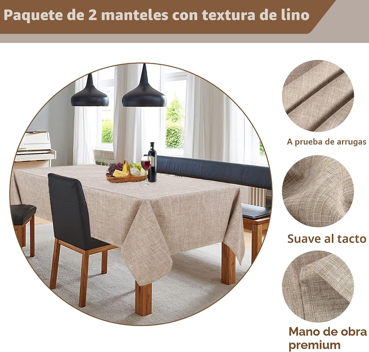 Fitable Nature - Manteles rectangulares de lino sintético de 60 x 8...