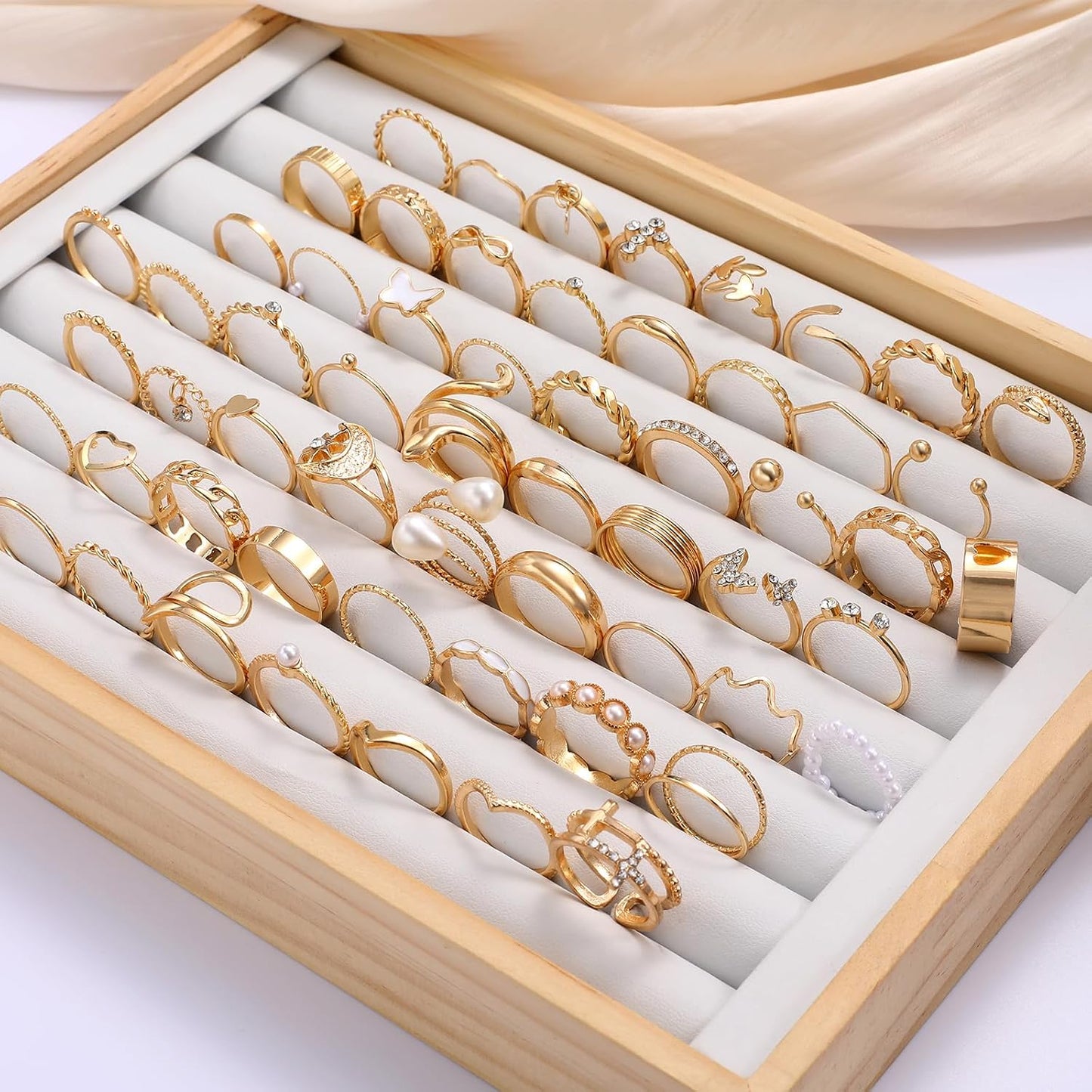 YEEZII Juego de 68 anillos para nudillos, dorados, para mujeres, ap...