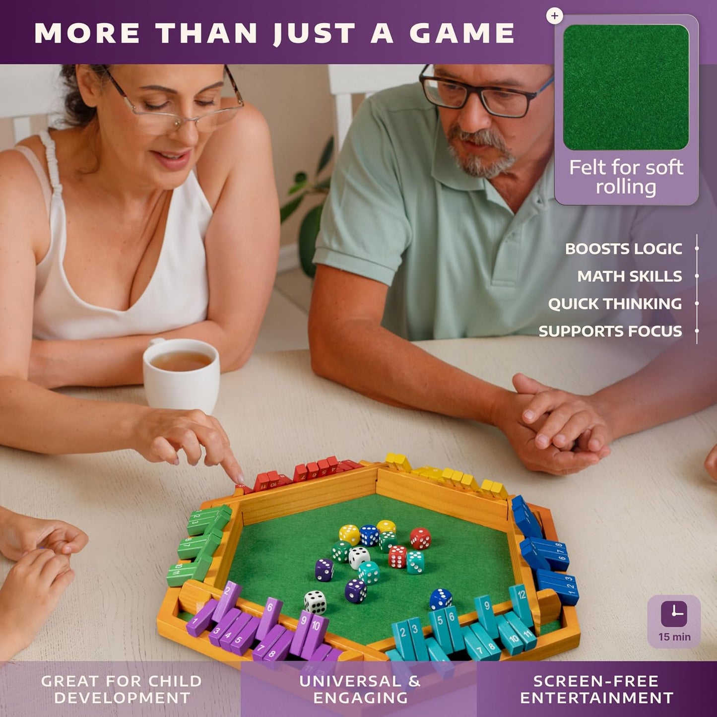 Color Shut The Box - Juego de mesa de madera para 1 a 6 jugadores,...
