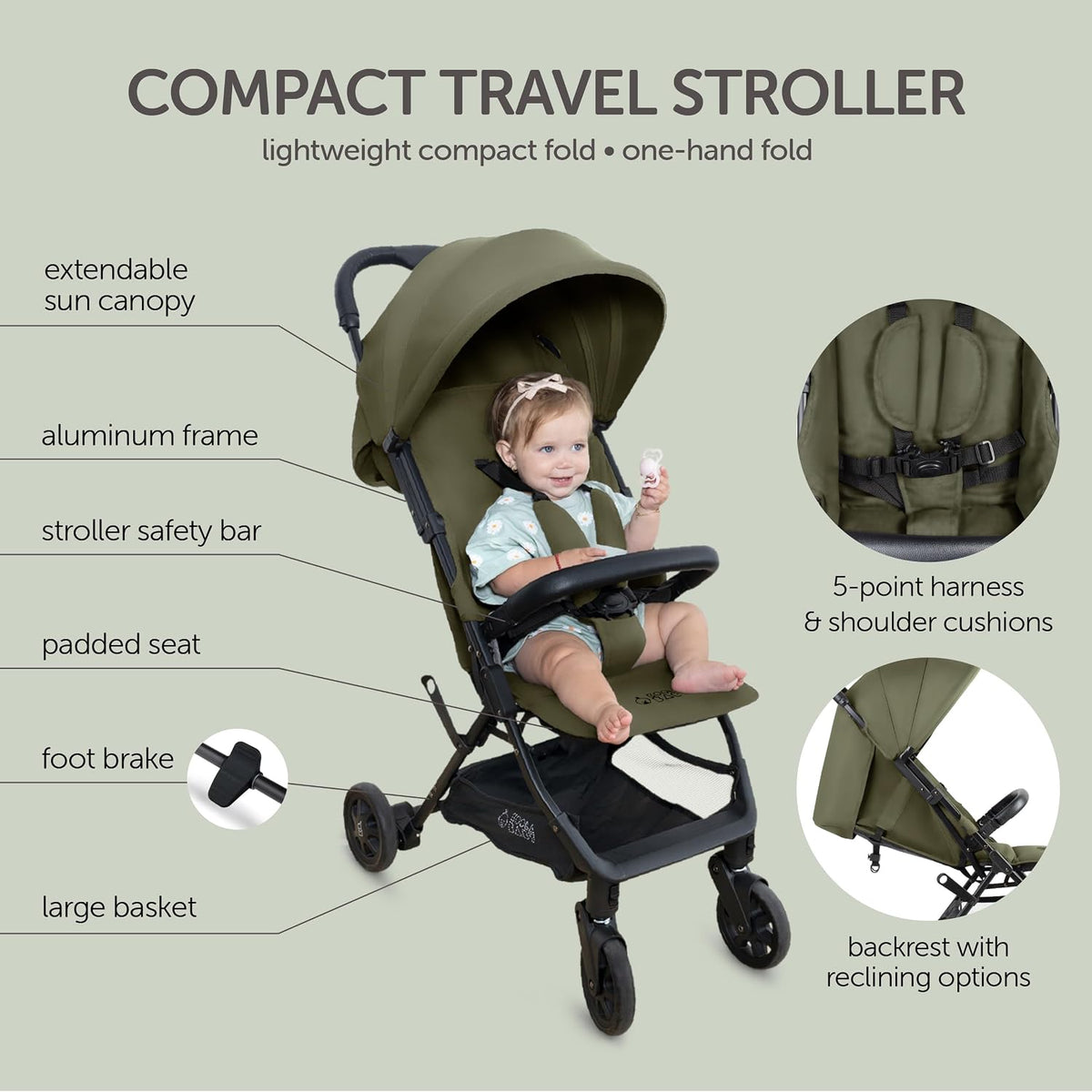 Cochecito de viaje ligero para bebés y niños pequeños - Cochecito f...