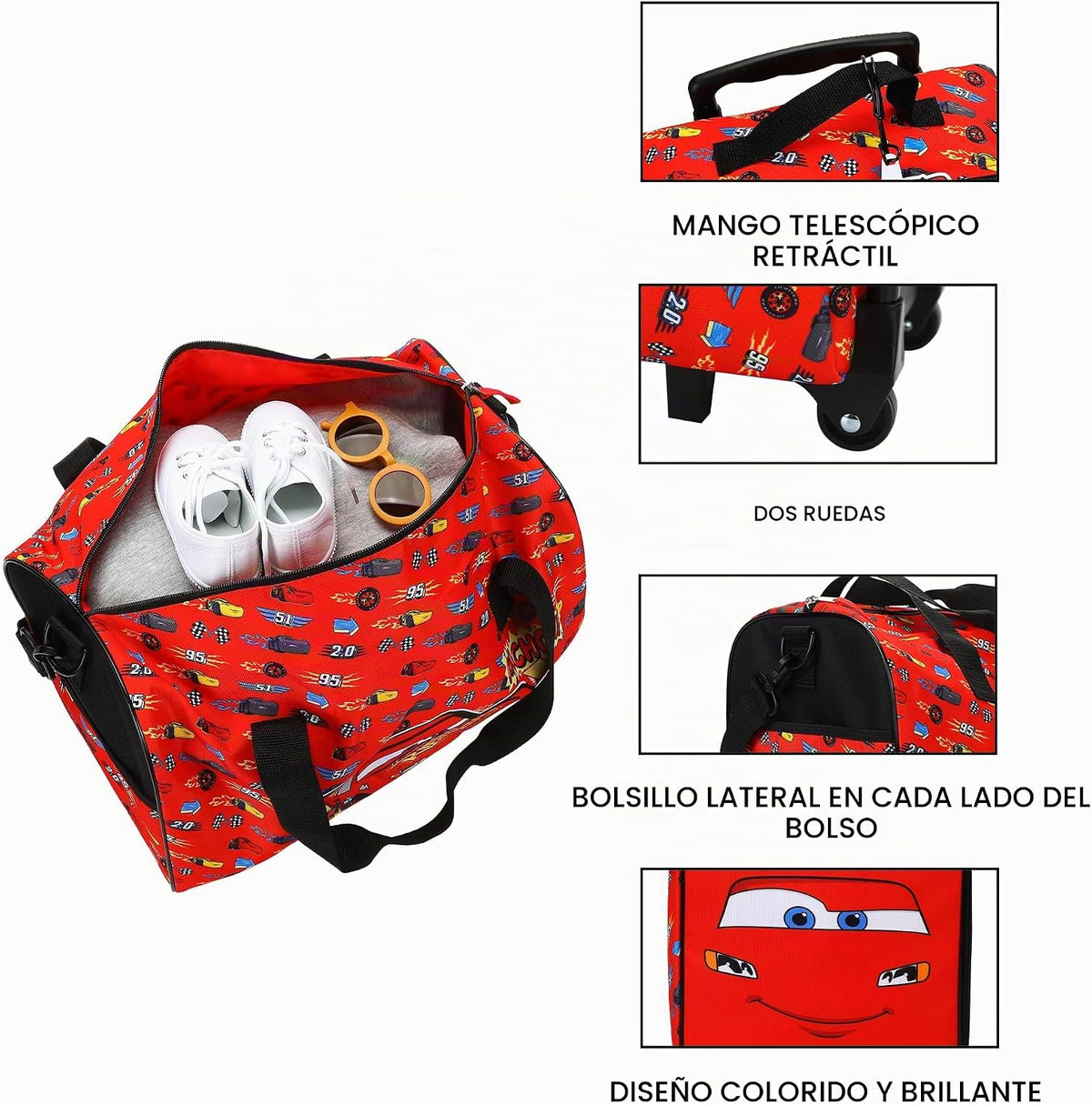 Bioworld Cars Lightning McQueen - Juego de viaje de 4 piezas para n...