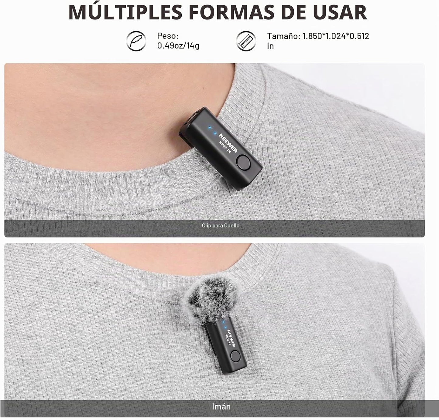 NEEWER Lavalier - Sistema de micrófono inalámbrico, 1 receptor USB...