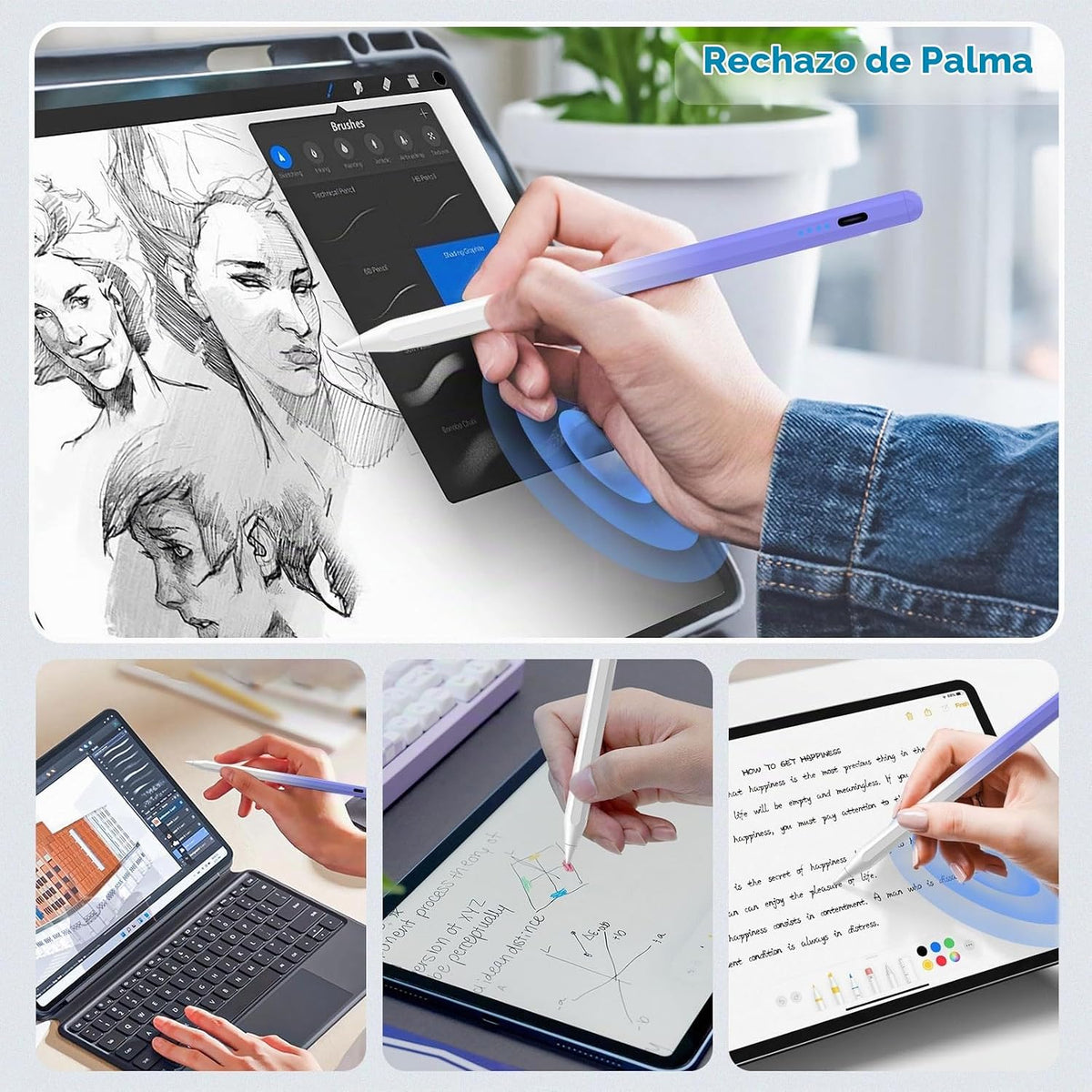 DZJHDG Lápiz óptico para iPad, (2018-2025), carga rápida con sensib...