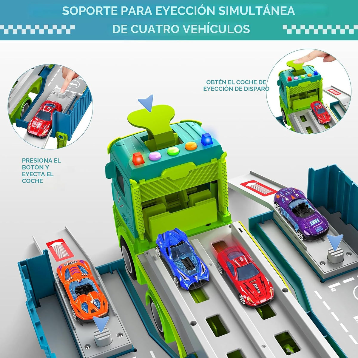 Juguetes de Pista de Carreras con Camión Transportador para Niños P...