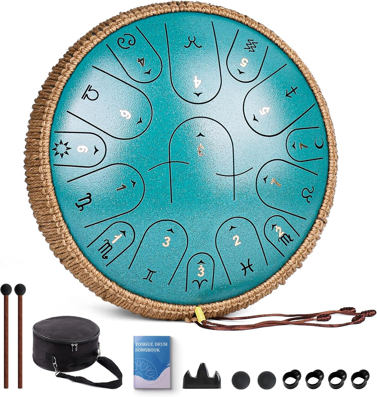 Tambor de lengua de acero de 13 pulgadas, 15 notas, C mayor 432 Hz...