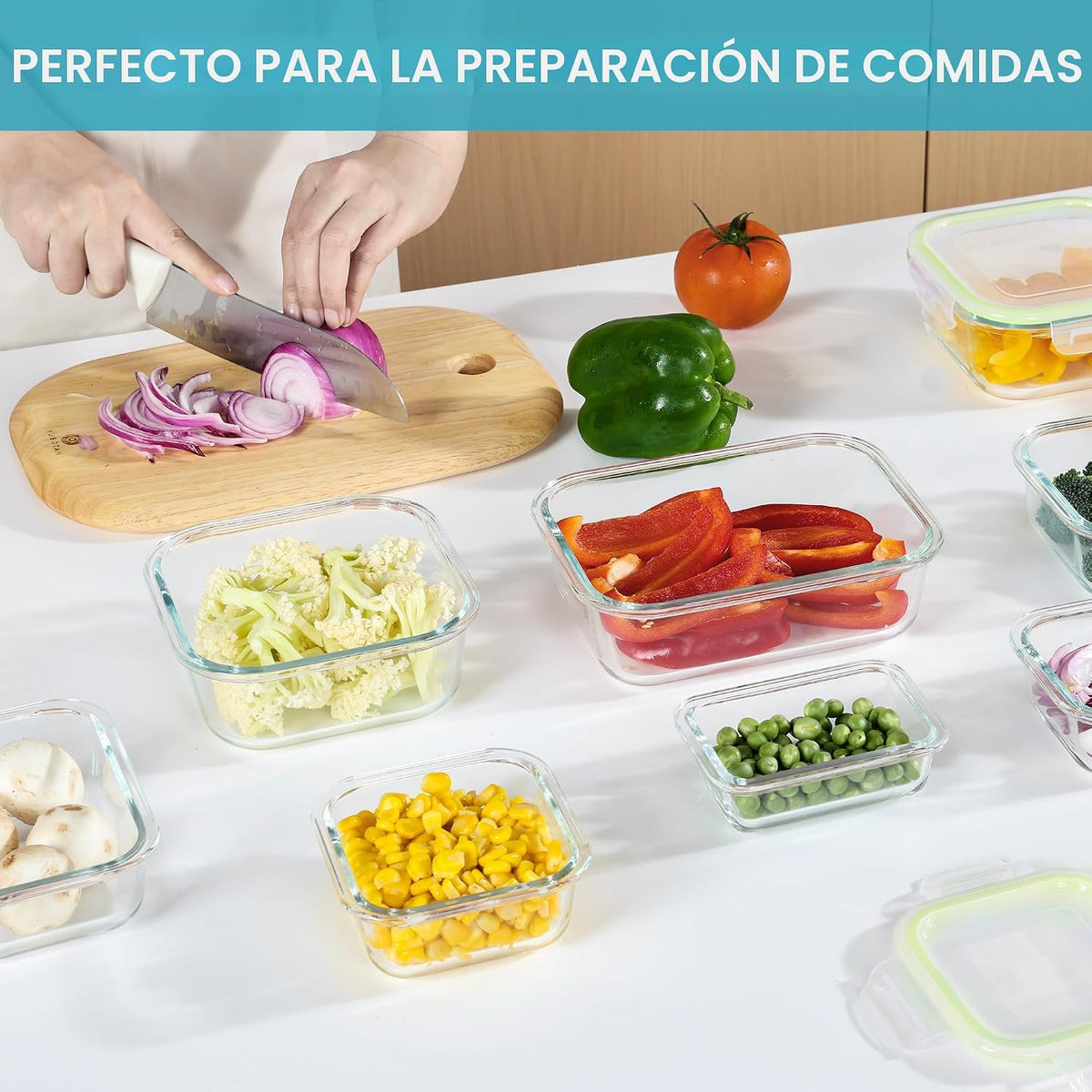Vtopmart Paquete de 8 recipientes de vidrio para almacenamiento de...