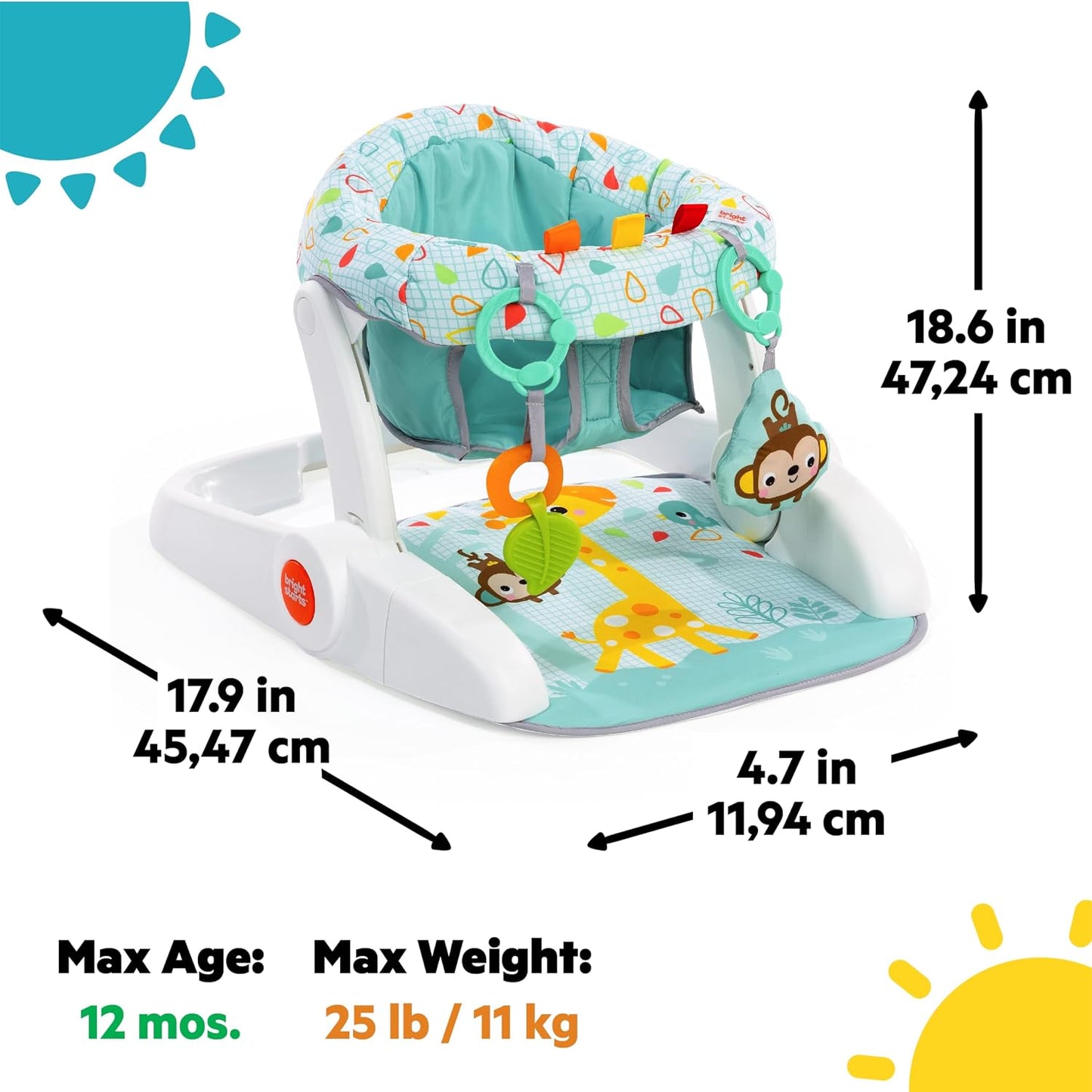 Bright Starts Learn-to-Sit - Asiento de piso para bebé, 2 posicione...