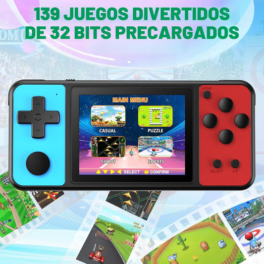KAVOYI Juego de mano de 32 bits para niños 139 juegos 3.0 "IPS...