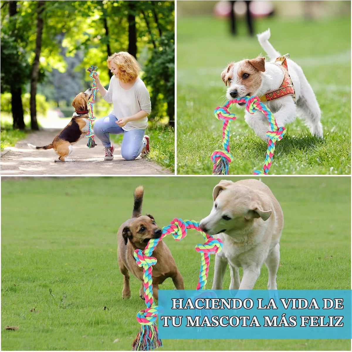 Aitmexcn Juguetes de cuerda para perros grandes, 37 pulgadas 5 nudo...