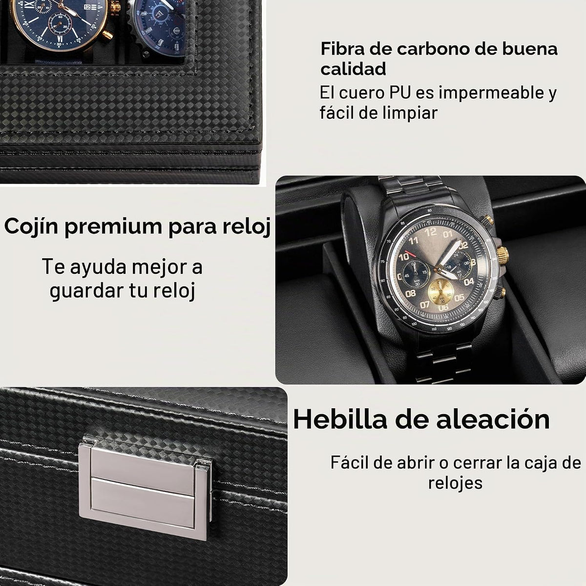 BEWISHOME Estuche para relojes, organizador de caja para relojes de...