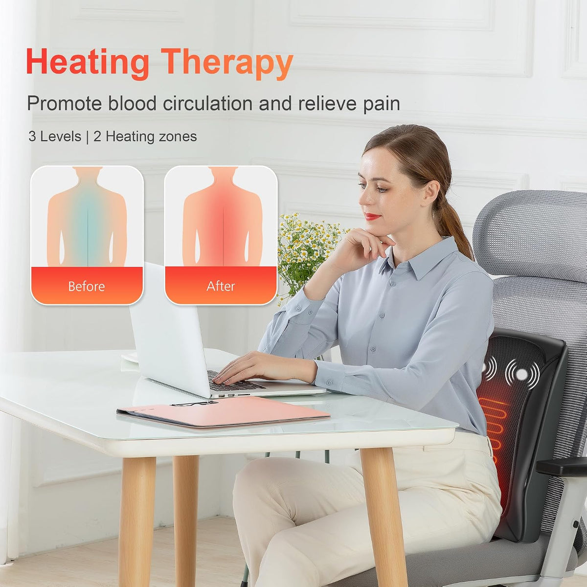 COMFIER - Almohada Masajeadora de Espalda con Calor, Masajeador de...
