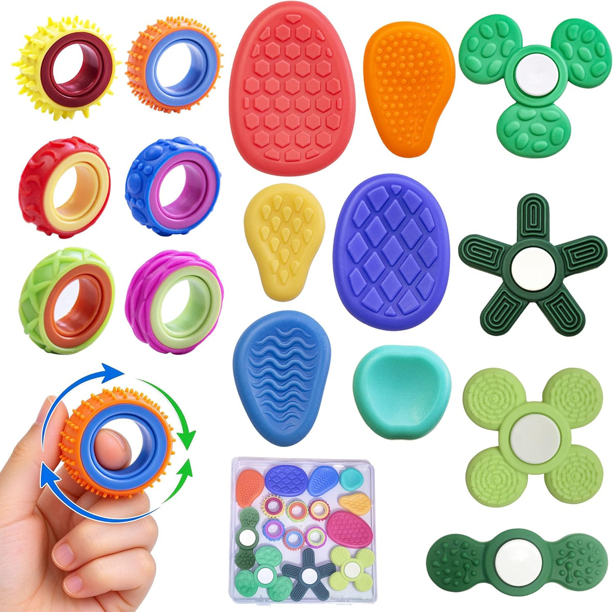 LIHBCAIYI - Juego de 16 juguetes sensoriales de silicona, anillos p...