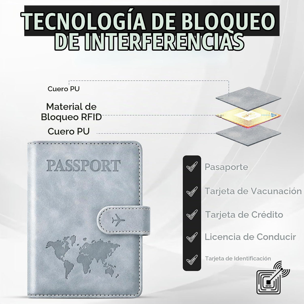 Soporte para pasaporte para artículos esenciales de viaje, funda ti...