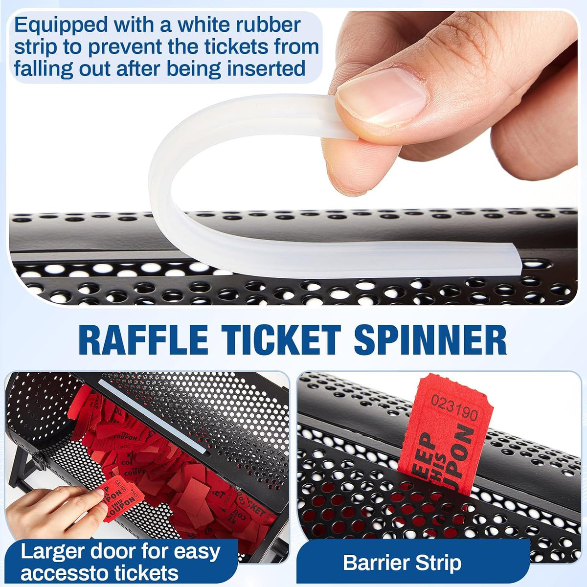Teenyyou Rifa Tambor Ticket Spinner con mango de madera, 2500, negr...