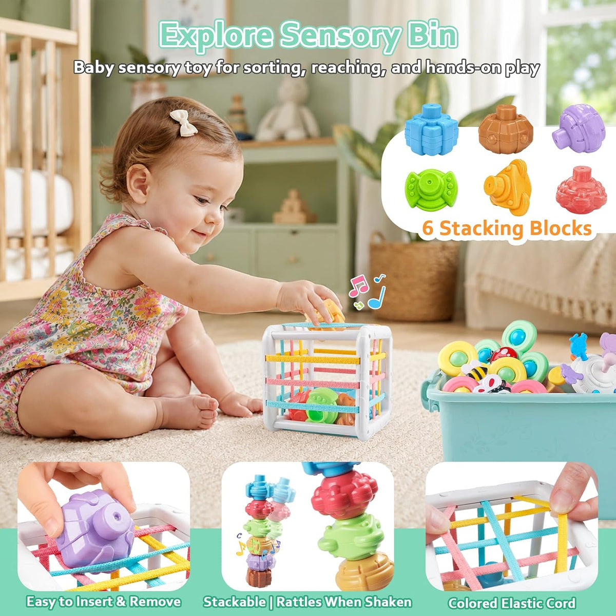 Plunack Montessori Toys - Juego de aprendizaje sensorial 6 en 1 | B...