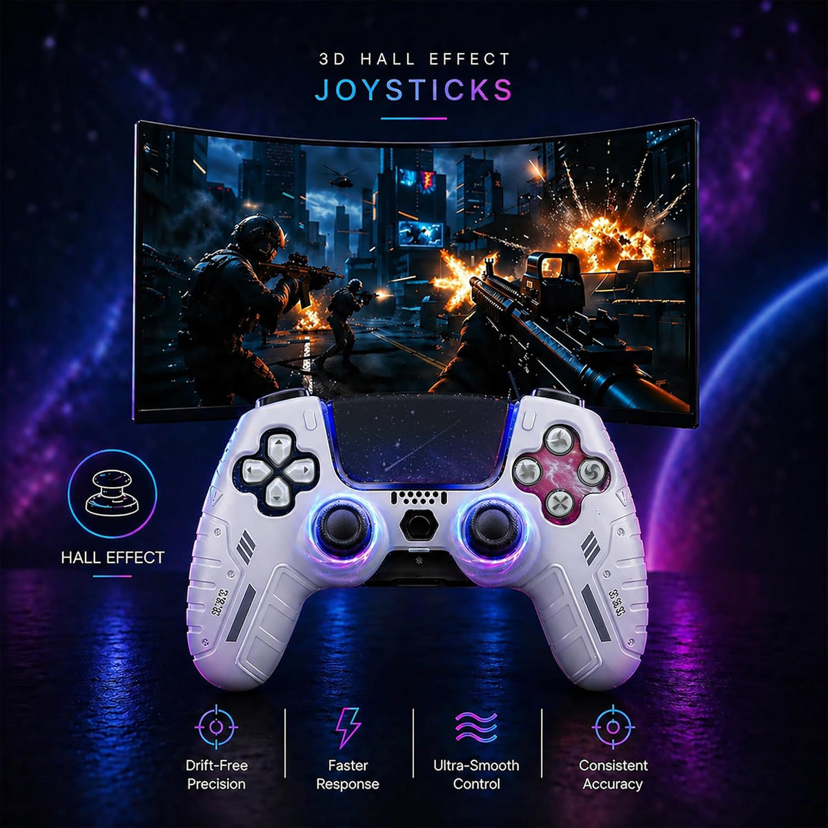 BEllTAYN Controlador Inalámbrico para PS5 con Joysticks Efecto Hall...