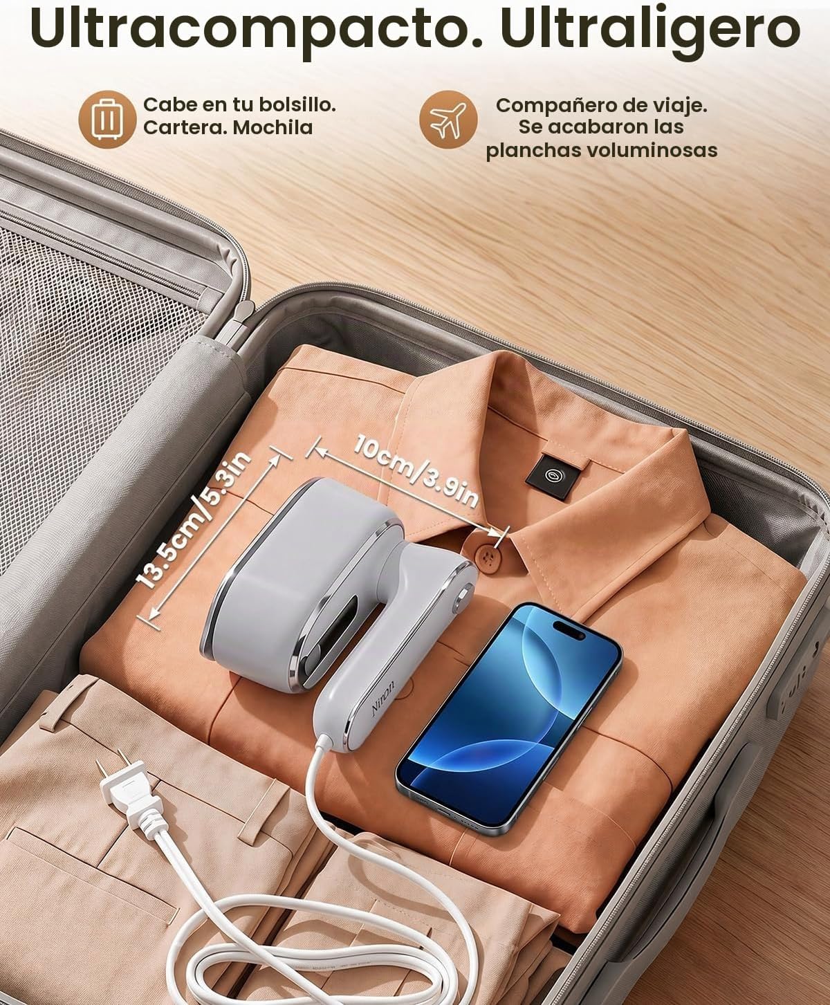 Vaporizador de hierro para ropa, vaporizador de ropa de viaje con m...