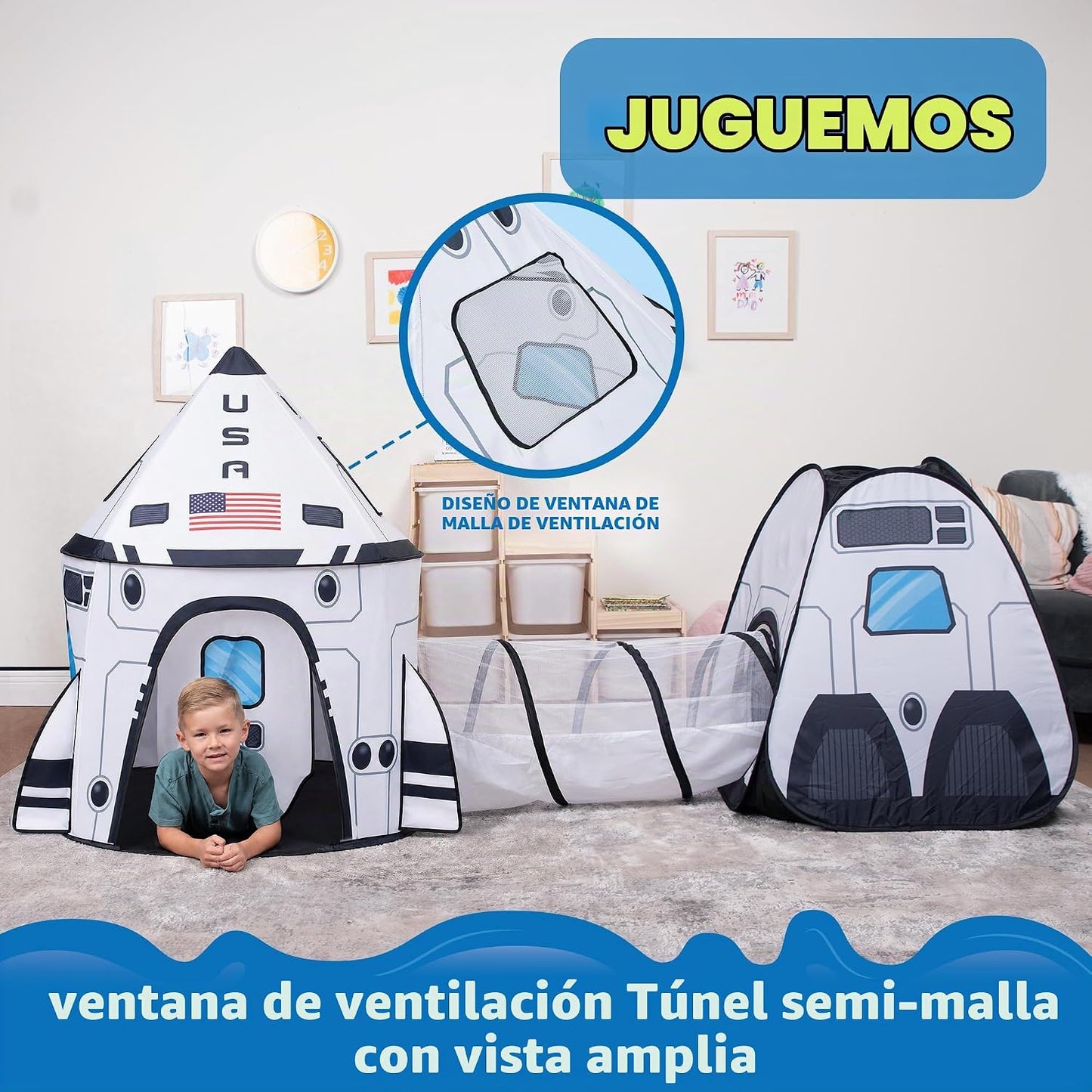 JOYIN Tienda de campaña desplegable con túnel y casa de juegos para...
