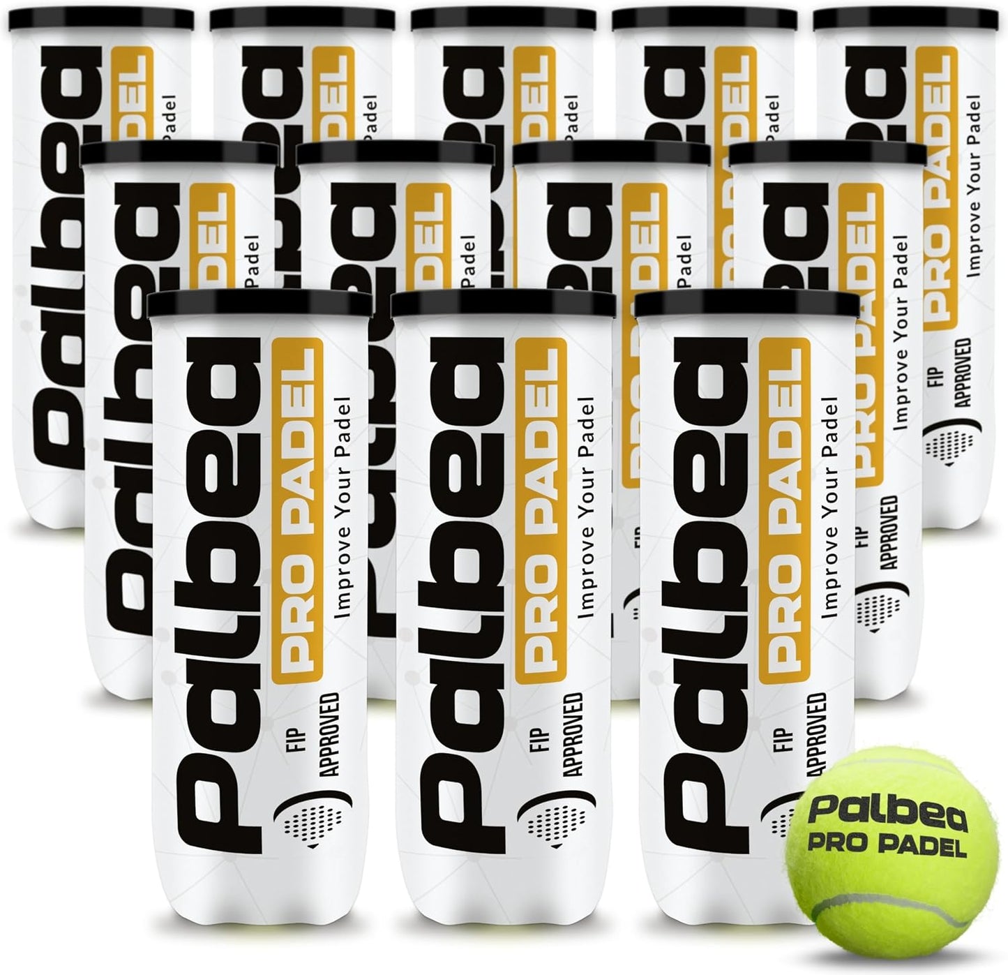 Palbea Pelotas de Padel PRO. 6\/12\/24 Tubos de 3 Pelotas de Pádel...
