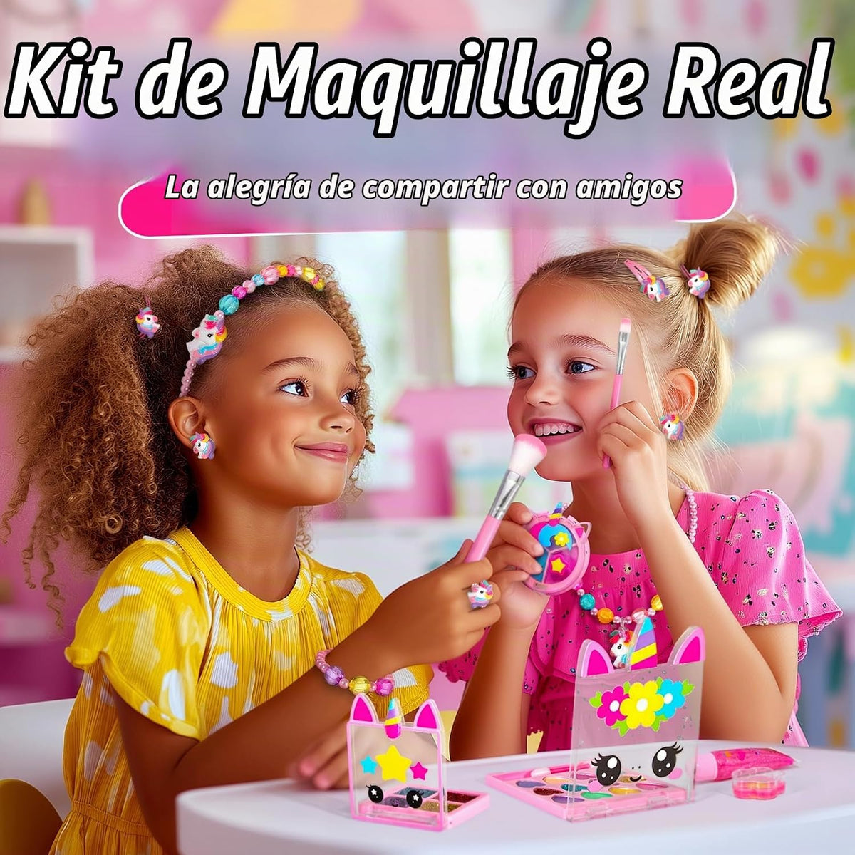 ULOVEME Umicorn - Kit de maquillaje real para niñas pequeñas, jugue...