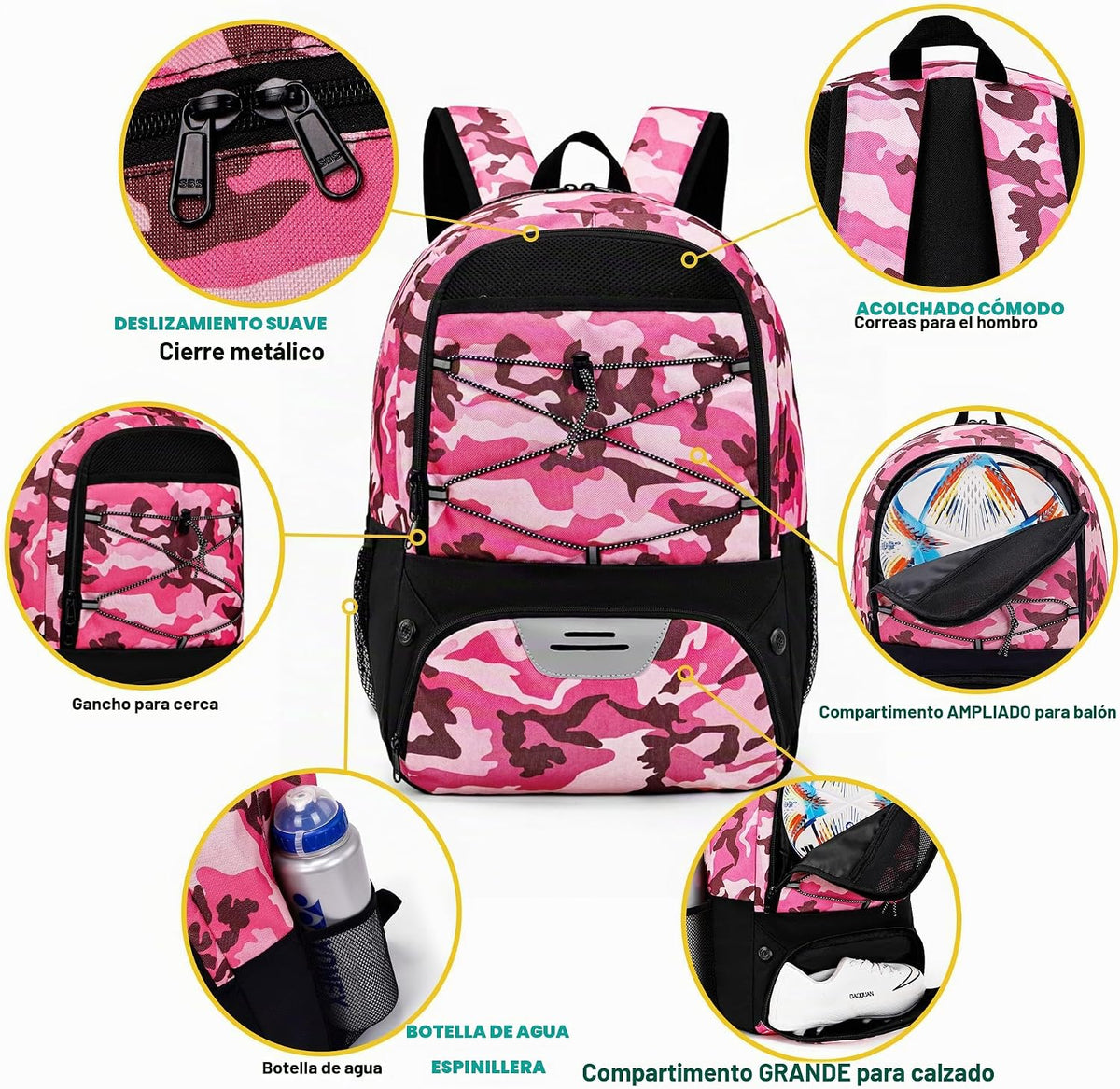 Hsmihair - Mochila de fútbol juvenil - Mochila para fútbol y balonc...