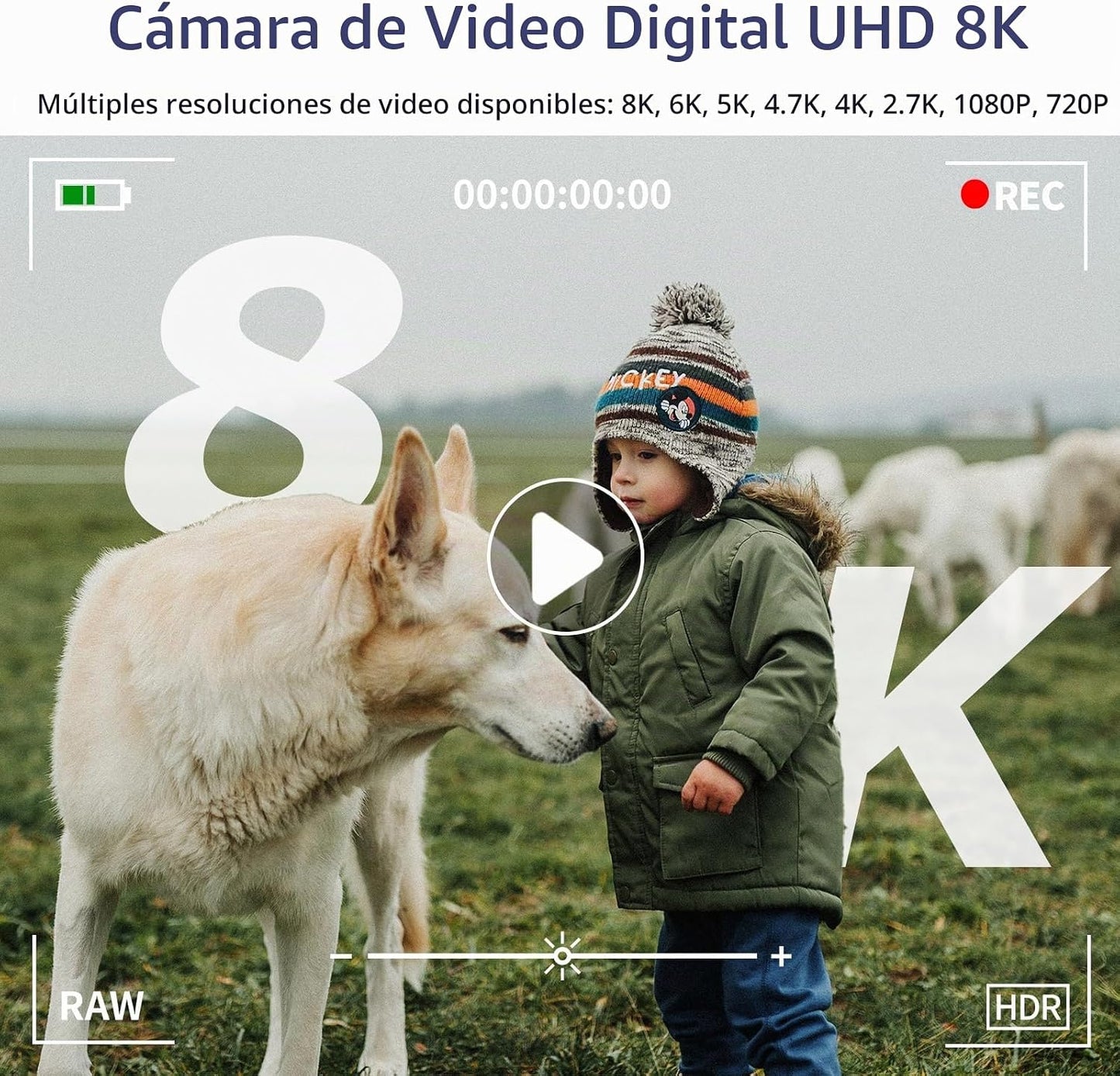 Cámara digital 8K para fotografía, cámara de vlogging de enfoque au...