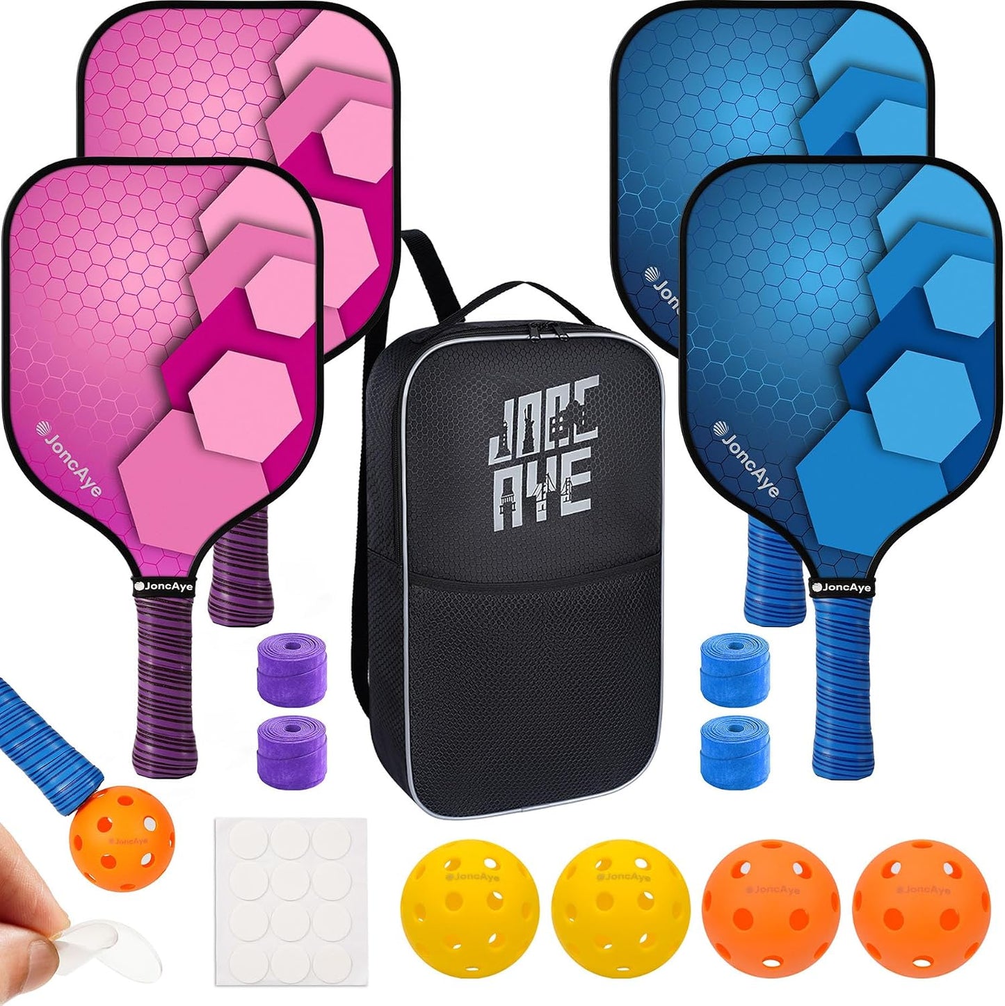JoncAye Pickleball Paddles Juego de 4 o 2, raquetas de fibra de vid...