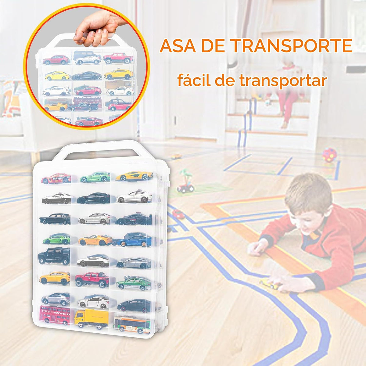 YYDS Estuche de almacenamiento para 48 autos con asa, organizador d...