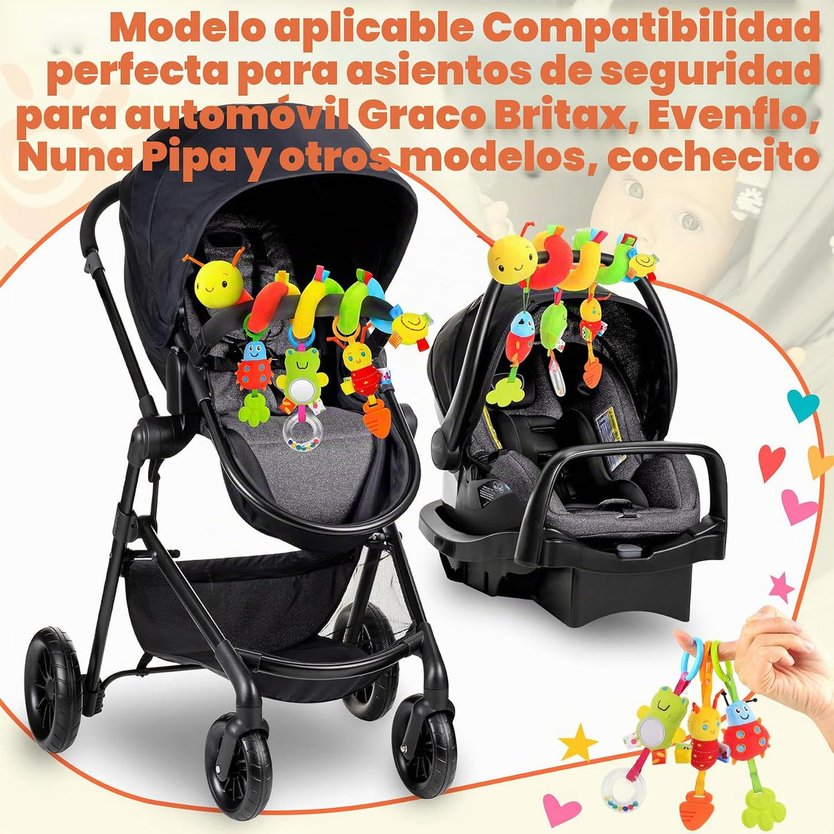 Zendstanding Juguetes de asiento de coche en espiral para bebés, 0...